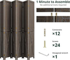 Cozy Castle Wood Room Divider, 6 Panels Folding Privacy Screen, 66.9'' Wall Divider, Barnwood Room Separator, Freestanding Partition, Temporary Wall for Decorative, Rustic Brown