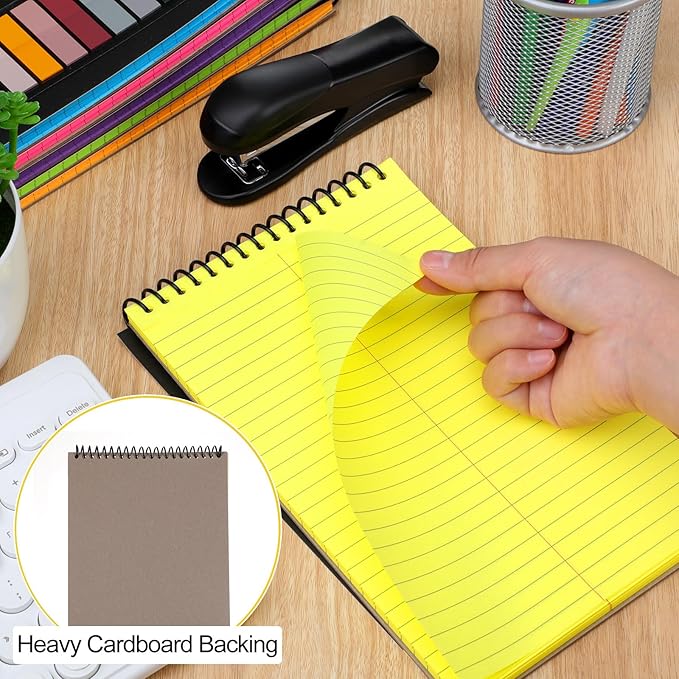 Resurhang 6 Pcs Legal Pad Top Spiral Bound Notebook 70 Sheets Double Sided College Ruled Paper Notepad Memo Steno Pad with Stiff Cover for Business College(6 x 9 Inches,No Holes,Bright Color)