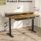 FiCiHi Adjustable Height Standing Desk with 4 Drawers,63 x 30 inches Electric Sit Stand Home Office Desk with Two Tiers, 3 Memory Presets, Monitor Stand Riser, USB A/C Charging Port