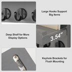 Lwenki Key Holder for Wall, Decorative Key and Mail Holder with Shelf Has Large Key Hooks for Bags, Coats, Umbrella – Paulownia Wood Key Hanger with Mounting Hardware (9.8”W x 6.7”H x 4.2”D)