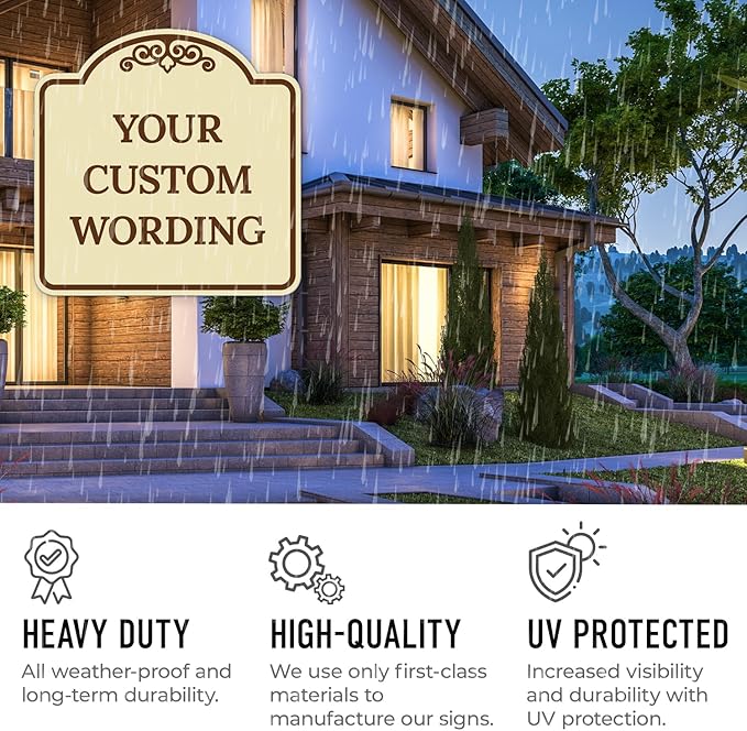 Custom Decorative Sign, Personalized Metal Sign for Business, Driveway, Home, Airbnb, Office Door Plaque,Brown Border Sign, 24x24 Inches, ACM, Fade Resistant, Made in USA by Sigo Signs