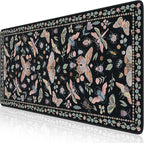 iCasso Black Large Mouse Pad, Desk Matt for Desktop, XXL Desk Mat for Keyboard and Mouse, Anti-Slip Big Mousepad Computer Mat with Stitched Edges(Insects)