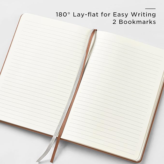 A5 Lined Leather Journal and Pen Set for Women&Men, Gift Box Included, Hardcover Notebook with 160 Pages 100GSM Thick Paper, for Work, Business, School or Home Writing(Light Brown)