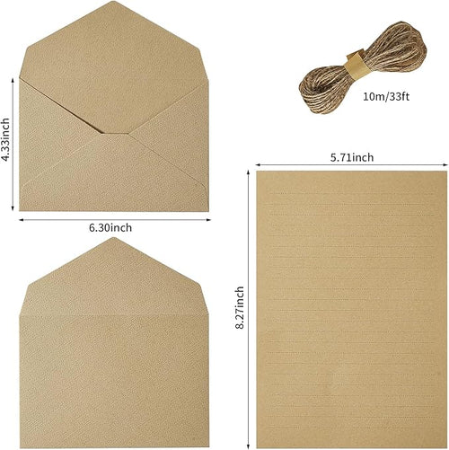 20 Pack-Best Paper and Heavyweight Envelopes Set 6.30'' X 4.33'' with Jute Rope for Office, Wedding Gift Cards, Invitations, Graduation, Baby Shower, Parties and Diy cards (Multicolor-20pack)
