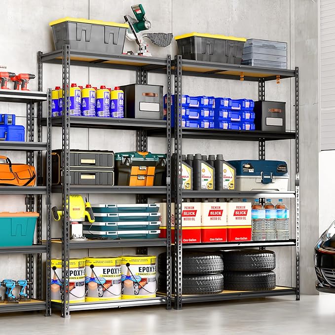 LEVELEVE 5-Tier Storage Shelving Unit, 2020 lbs Capacity, Heavy Duty Adjustable Metal Utility Shelf, 48" L x 18" W x 73" H for Garage, Kitchen, Pantry, Basement, Bathroom, Laundry, 3 Pack