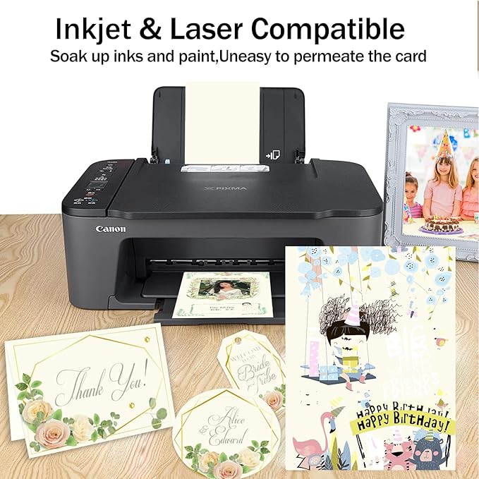 24 Sheets Cream Cardstock 8.5 x 11 Off White Paper, Goefun Ivory Card Stock Printer Paper for Cards Making, Office Printing, Certificate