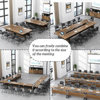 LKATOR Portable Conference Table,Folding Office Table with Wheels,Modular Seminar Meeting Table for 10 Person,Mobile Training Tables with Casters,Flip Top Confernece Room Tables for School,Meeting(8)