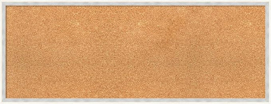Amanti Art Natural Cork Board for Wall, 15x39 Vision Board with White Frame, Medium Corkboard Office Decor for Home Organization, Modern Corkboard Pinboard to Display Items for Home Organization in