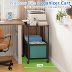 Sbanmao Rolling File Cart, Mobile Hanging File Cabinet with Wheels, Filing Cabinet Organizer Printer Stand File Organizer File Cabinet for Home Office, Black (120~150 Letter-Size Files)