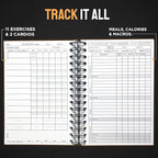 Nextnoid Hardcover Fitness & Food Journal - Nutrition & Workout Planner for Men & Women - A5 Sturdy Workout Log Book to Track Diet, Gym & Home Workouts - Navy Blue
