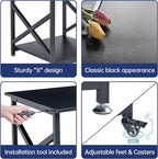 Fannova 2 Tier Large Printer Stand, 23.6 x 23.6 x 22.6 Inches Square Printer Table with Storage Shelf, Rolling Printer Cart with Industrial Wheels for Home Office, Mini Fridge Stand Table - Black
