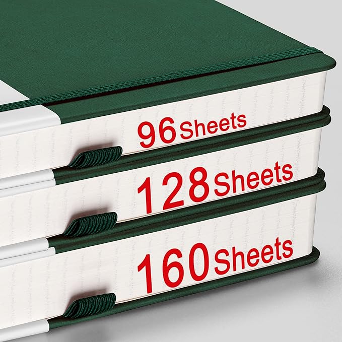 AHGXG Graph Paper Notebook - 320 Pages Grid Notebook Thick Journal A5, 100gsm Thick Graph Paper, Leather Hardcover, Inner Pocket,5.75'' × 8.38''- Green
