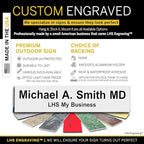 Custom Name Plate for Doors, with Choice of Mounting Holders for Walls, Doors, Cubicles, Hanging and More - Personalized White Plastic Black Letters - USA Made 2x6 - B16