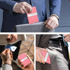 Business Card Holder for Women or Men, Business Card Case with PU Leather and Stainless Steel, Slim Metal Case with Magnetic Closure for Business Meeting Use