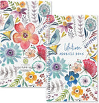 Current Embroidered Florals Address Book-94 Pages; Small 5" x 8-1/2" Size for Purse or Office,Spiral Bound Soft Cover Organizer for Contacts,Addresses,Email, & Phone Numbers + 50 Replacement Stickers