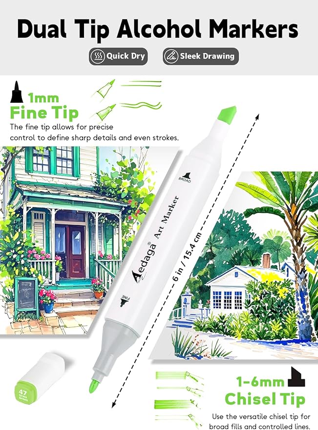 AEDAGA 80 Colors Alcohol Markers with Free App, Dual Tip Art Marker with Kickstand Case for Artists Adults. Alcohol Based Markers for Coloring Painting Sketching and Drawing, Great Gift