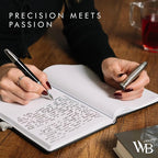 Wordsworth & Black Majesti Fountain Pen-(Black Chrome), Luxury Case, Stainless Steel; Medium Nib- Ink Cartridges, Refillable Ink Converter-Calligraphy Pen-Best Business Gift Set for Men & Women