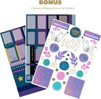 VIVID SCRIBBLES A5 Bullet DOTTED Journal – 160GSM Bleed-Proof Dotted Notebook with 200 Numbered Dot Grid Pages, Lay-Flat Hardcover with Pen Loop & Expandable Pocket (Purple Moon Design)