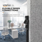 VINGLI Room Divider Screen, Freestanding Privacy Partition Wall, Zipper Connected Panels with Wheels, Office Space Separator (Light Gray, 1 Panel)