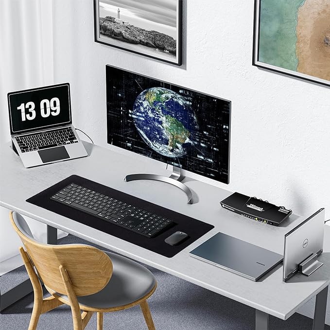 Reniteco Large Gaming Mouse Pad with Durable Stitched Edges, Non-Slip Rubber Base, Big Computer Keyboard Mouse Mat Desk Pad for Home Office Gaming Work, 31.5''x11.8''x0.12'', Black
