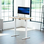 VIVO Electric 48 x 30 in Standing Desk, Memory Height Adjustment, 1B Series, Holds 220 lbs, One-Piece Light Wood Top, White Frame, DESK-KIT-1W5C