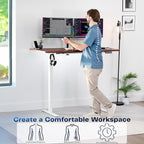VIVO Electric 60 x 30 in Standing Desk, Memory Height Adjustment, 1B Series, Holds 220 lbs, Dark Walnut Top White Frame, DESK-KIT-1W6D-30