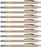 Personalized With your Custom Logo or Text Pens-Pack of 300- for Marketing, Parties, and Events, 2 in 1 Capacitive Stylus & Ballpoint Pen Compatible With Touchscreen Devices, Black Ink, Gold Pens
