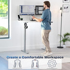 VIVO Electric 48 x 30 in Standing Desk, Memory Height Adjustment, 1B Series, Holds 220 lbs, One-Piece White Top, Gray Frame, DESK-KIT-1G5W
