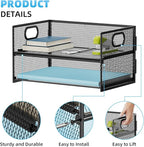 Marbrasse 2 Tier Paper Organizer Letter Tray, Mesh File Organizer with Handle, Paper Sorter Desk Organizer for Home Office Supplies - Black