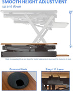 Rocelco 46" Large Height Adjustable Standing Desk Converter with Triple Monitor Mount BUNDLE - Sit Stand Up Computer Workstation Riser - Retractable Keyboard Tray - Teak Wood Grain (R DADRT-46-DM3)