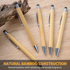 lyforx Bamboo Pens Bulk with Touch Stylus Tip Wooden Bamboo Pens Engraving Wooden Ballpoint Pen Customizable Gift Pen Bulk 50pcs