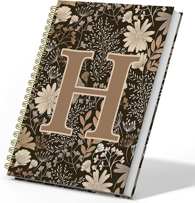 Initial H Personalized Journal Notebook, Boho Floral Journaling Notebooks for Women Girls, Costom Monogrammed Gifts for Women Mom Girls Friends, Letter Spiral Notebook, 5.5x8.3