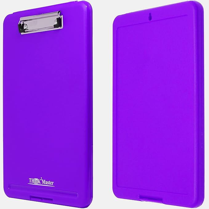 Think2Master Purple Plastic Storage Clipboard. | 25% Heavier & 25% Sturdier| Heavy Duty and Won’t Flex or Bend Like Other Brands (Compare The Weight). Storage Compartment Holds 150 Letter Sized Paper.