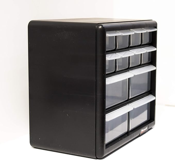 Homak 12-Drawer Parts Organizer, Black, HA01012001