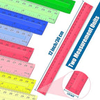 Ruler, 64 Packs 12 Inch Clear Plastic Assorted Color Metric Bulk Rulers with Inches Centimeters Millimeter. Measuring Drawing Tool for Kids, Ideal Back to School Classroom Office Home Supplies