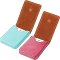 Outus 2 Pieces Business Card Holder, PU Leather Business Card Case Pocket Wallet with Magnetic Shut for Valentines Gift Men Women(Pink and Green,Classic)