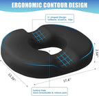BlissTrends Donut Pillow Seat Cushion,Donut Chair Cushions for Postpartum Pregnancy & Hemorrhoids,Tailbone Pain Relief Cushion,Memory Foam Lifting Cushions for Office&Home Chairs (Black)