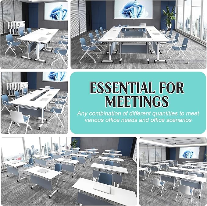 Conference Table,55.1''Folding Conference Room Table for 4-12 People,Mobile Flip Top MeetingTraining Table with Different Coulor and Styles for Offices, Classrooms,Meeting Room (4, B)