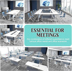 Conference Table,55.1''Folding Conference Room Table for 4-12 People,Mobile Flip Top MeetingTraining Table with Different Coulor and Styles for Offices, Classrooms,Meeting Room (6, 61''B)