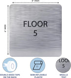 Modern Olive ADA Floor 5 Sign with Braille – Made from Durable Acrylic and Ready to Mount