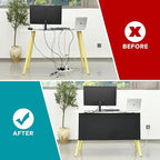 Under Desk Privacy Panel 39 in. Wide Modesty Panel For Desk - 17 in. Tall Black Faux Leather Desk Skirt for Office Desk with Cable Management Net, Perfect for 40 in. Work Station