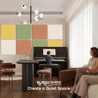 BUBOS 4 PCS Acoustic Panels,Fabric Soundproof Wall Panels,Self-adhesive Sound Absorbing Panels for Studios, Office, Home Theater (Ember, 23.6''x23.6'')