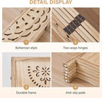 66.9Inch Wooden Room Partition - 6 Panels Boho-Styled Space Room Divider for Home/Office, Headboard & Yoga/Photo/Video Call Backdrop (Natural)