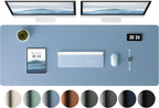 Aothia Leather Desk Pad Protector, Office Desk Mat, Large Mouse Pad, Laptop Desk Pad, Non-Slip PU Leather Desk Blotter, Waterproof Desk Writing Pad for Office and Home (Denim Blue, 47" x 17")