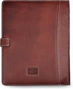 Leather Village Leather Portfolio Organizer - Professional Business Padfolio for Men & Women - Stylish Document Card Holder, Resume Folder, Folio for A4/Letter Size Writing Legal Pad, Red