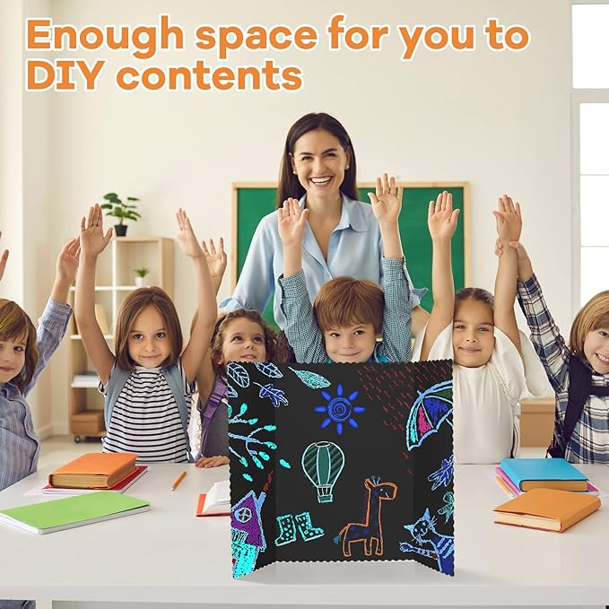 Henoyso 8 Pcs 14 x 22 Inch Black Trifold Poster Board Large Tri Fold Presentation White Display Board Foldable Paperboard for Science Fair School Business Project Exhibition