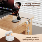 Yocice 6Pack Rotatable Cord Organizer,Spring Cable Clips Desk Cable Management Cord Holder Adhesive Phone Charger Cord Clips for Home Office Car Wall Nightstand Accessories, White