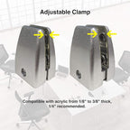 Precision-Milled Aluminum clamp Set for Office Privacy Panels. Includes Rubber-Grip Acrylic Standoff mounts and Adjustable Brackets. Ideal for Metal Shelf Support with Screws and Allen Wrench kit