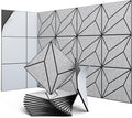 UNECHO 12 Pack 12" X 12" X 0.47" Acoustic Panels for Wall Sound Absorbing, Dual-Color P-Stripes Square Self-Adhesive Sound Panels, High Density Suitable for Multiple Scenarios(Black+SilverGray)