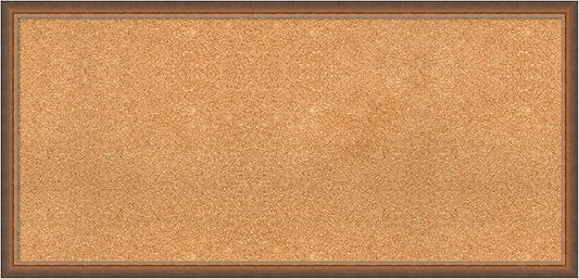 Amanti Art Natural Cork Board for Wall, 22x46 Vision Board with Bronze Frame, Oversize Corkboard Office Decor for Home Organization, Modern Corkboard Pinboard to Display Items for Home Organization
